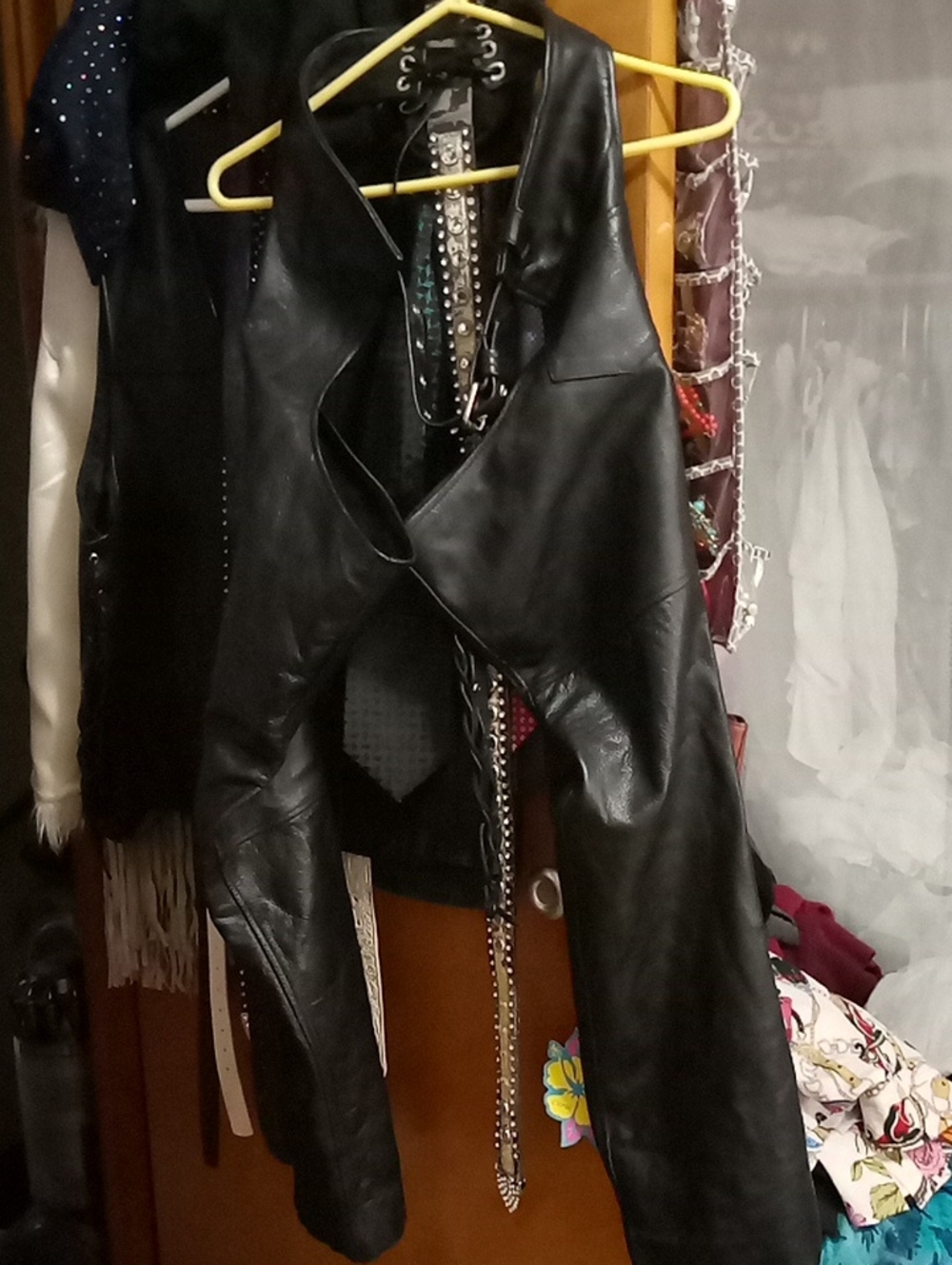Wilsons Leather Black Real Leather Lace-Up Back Chaps Small